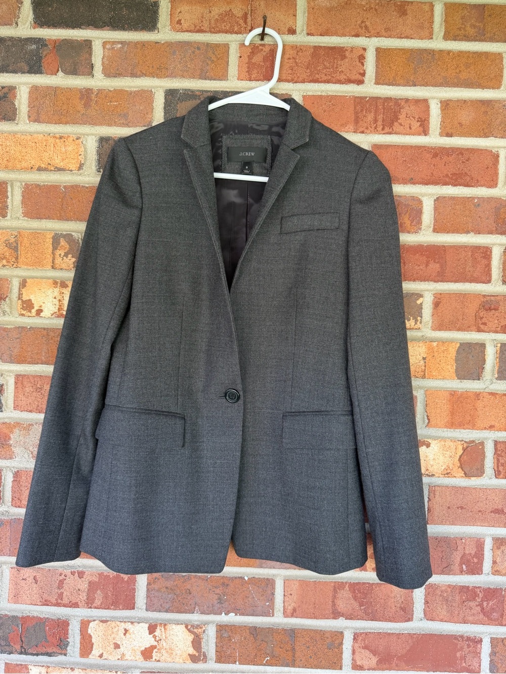 J. Crew Notch Lapel Wool Charcoal Blazer Size 0